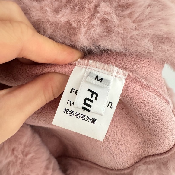 Pink Faux Fur Duffle Coat Teddy Jacket Size M Cute Soft Girl Korean Style - Picture 7 of 9